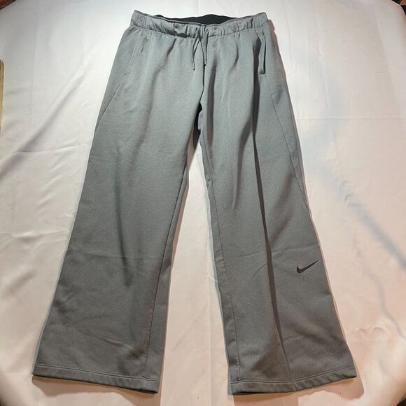 Nike Sweatpants Womens Large Gray Fleece Wide Leg Flowy Flare Baggy Trousers - Picture 1 of 5